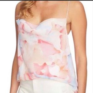 1 State Multicolor Floral Cowl-neck Camisole Tank